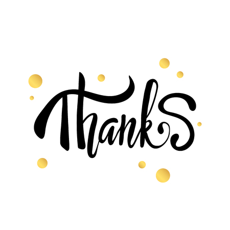 Hand drawn phrase Thanks. Hand drawn lettering background. Ink illustration. Modern brush calligraphy. Composition for cards and banners.のイラスト素材