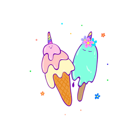 Cartoon cute ice cream. vectorのイラスト素材