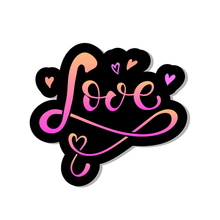 Hand drawn Love badge icon. Valentines Day poster card invitation banner. Romantic quote vector lettering typography. Calligraphyのイラスト素材