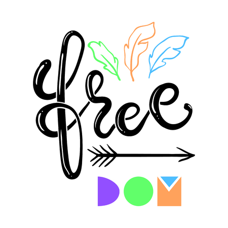 Freedom hand drawn letteringのイラスト素材