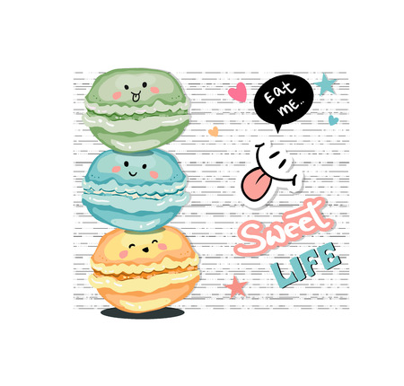 typography slogan print with cute macaroon. For t-shirt or other uses,T-shirt graphics  textile graphicのイラスト素材
