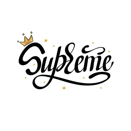 SUPREME. Typography slogan print with gold crown illustration with letteringのイラスト素材
