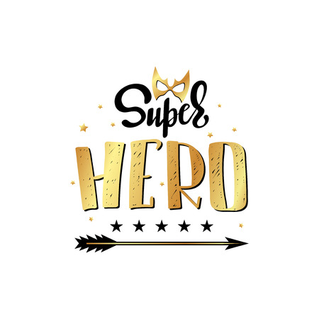 Super HERO. Typography slogan print with mask illustration with letteringのイラスト素材