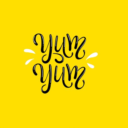 Yum. Yummy word. Vector lettering. Printable graphic tee.のイラスト素材