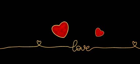 Valentines card with line heart and all you need is love phrase lettering.