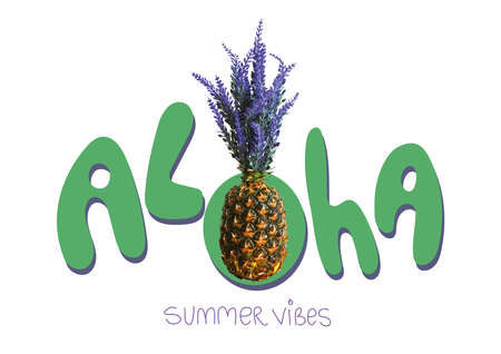 LOL lettering with Pineapple. Hand drawn typography slogan poster print.の写真素材