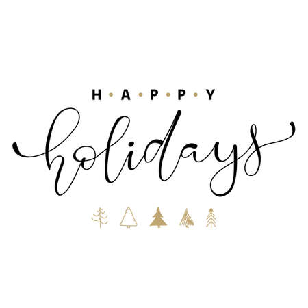 Happy Holydays hand Lettering Inscription to winter holiday design, Calligraphic. Christmas Xmas and Happy New Year Greeting Card, banner. vectorのイラスト素材