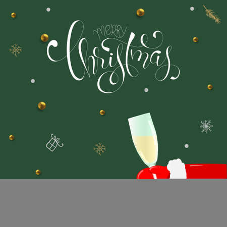 Merry Christmas hand Lettering Inscription to winter holiday design, Calligraphic. Christmas Xmas and Happy New Year Greeting Card, banner.のイラスト素材