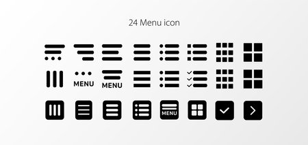 Website list item pack. Hamburger menu line iconsのイラスト素材