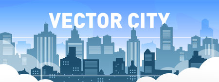 Morning city silhouette background vector illustrationのイラスト素材
