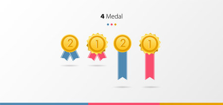 Award medals icons Vector setのイラスト素材