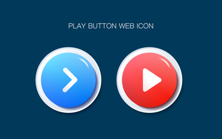 Play button web icon. Click, push the button, begin, start, forward, record, stop audio or video. For website and mobile apps vector illustrationのイラスト素材