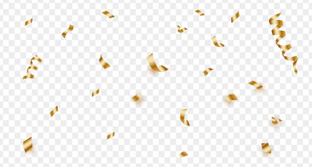 Christmas golden ball with confetti and ribbons. 3d metal confetti and ribbons, luxury backgroundのイラスト素材