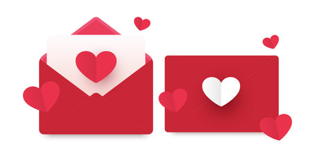 Pink romantic red envelope. Valentine's day symbol. Love mail of love letter in flat style.のイラスト素材