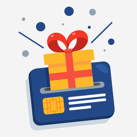 Gift card flat icon. shopping gift card. earn points, redeem present box concept vector illustration.のイラスト素材