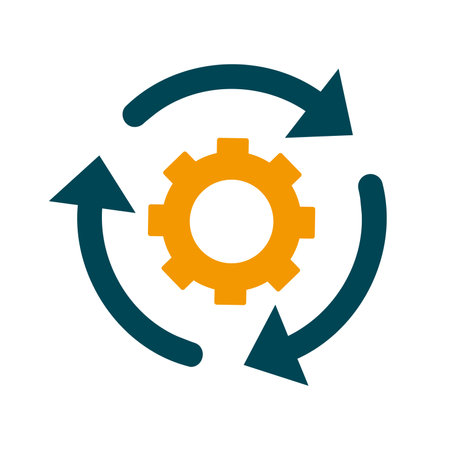 Gear, arrow, circle, cycle. Agile development concept. Vector icon on white background.のイラスト素材