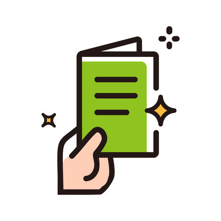 Vector line of read document icon. Hands holding page with resume fileのイラスト素材