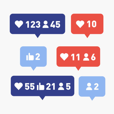 Social media notifications icons set . like, follower, comment. Vector illustrationのイラスト素材