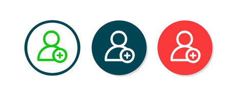 User icon vector .person profile avatar with plus symbol, Add user profile iconのイラスト素材