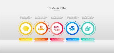 Vector Infographic flow chart template with icons and 5 options or stepsのイラスト素材