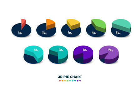 3d pie chart percentage .Infographic isometric puzzle circular template.report, business analytics, dataのイラスト素材