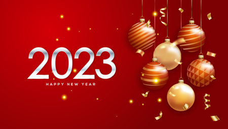 2023 Happy New Year number text effect background Design. Greeting Card, Birthday banner, Poster....
