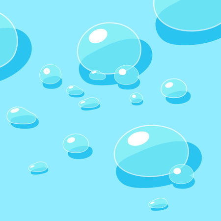 water drops illustration. Puddle, drinking water, water festival decoration elements.のイラスト素材