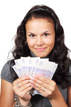 young woman ready to go shoppingの写真素材