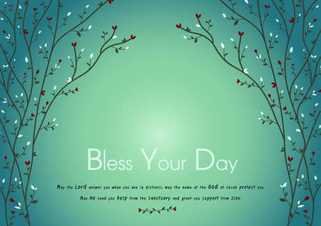 Tree with flower vector tunnel with massage bless your day のイラスト素材