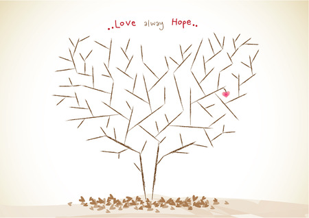 Dry tree with heart のイラスト素材