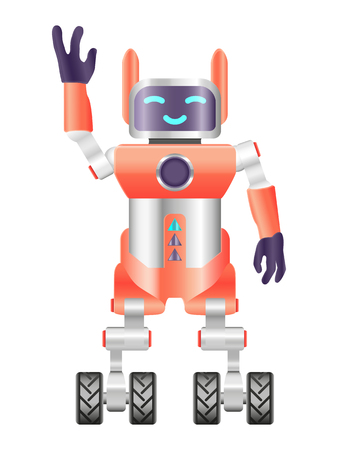 Vector Illustration of a 3d robot greets.のイラスト素材