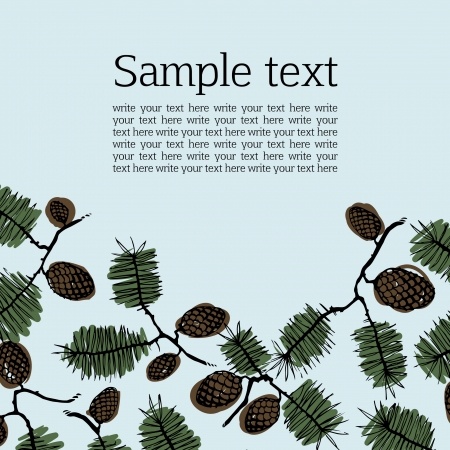 Background frame for text with fir cones and twigs  spruce, pine, fir, spruce, fir needlesのイラスト素材