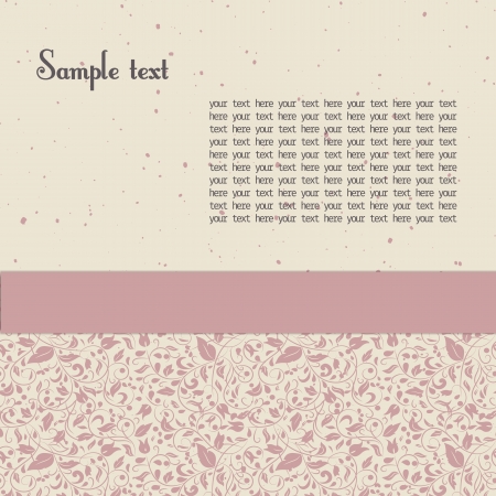 vignette for text or postcard in pink and beige colours with floral ornament  のイラスト素材