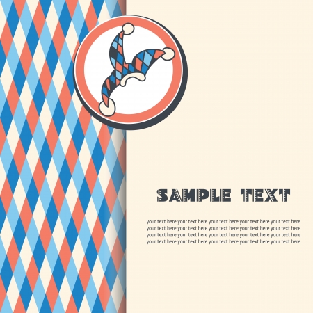 dark blue, red triangles on a white with the clown hat . Space for textのイラスト素材