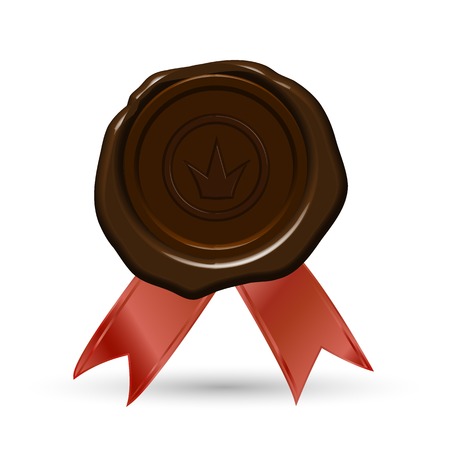 red wax seal with crown, ribbons and space for your own textのイラスト素材