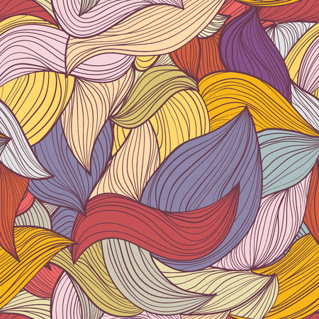 Seamless abstract hand-drawn waves pattern, wavy background. のイラスト素材