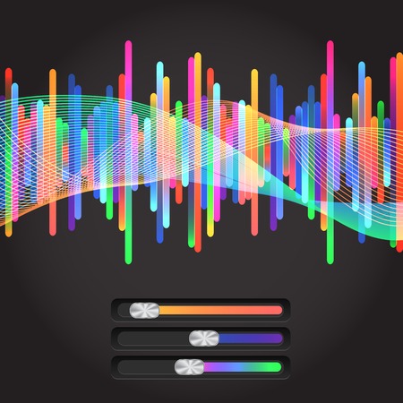 Abstract music equalizer. With colored sliderのイラスト素材
