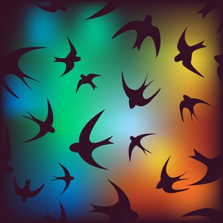 Seamless background with swallowsのイラスト素材