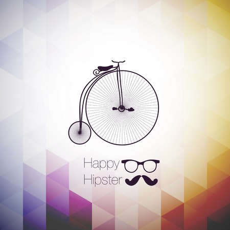 hipster mustag retro bicycle triangle background, retro backgroundのイラスト素材