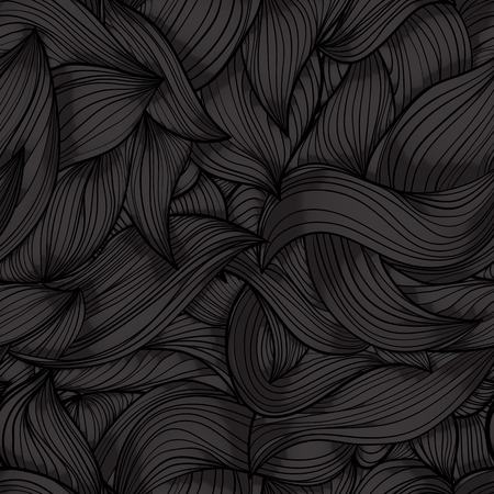 Seamless dark black wave hand-drawn pattern. wallpaper, web page background, surface textureのイラスト素材