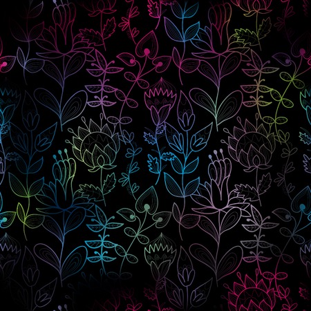 Seamless texture with flowers. Endless floral pattern. Neon colorのイラスト素材