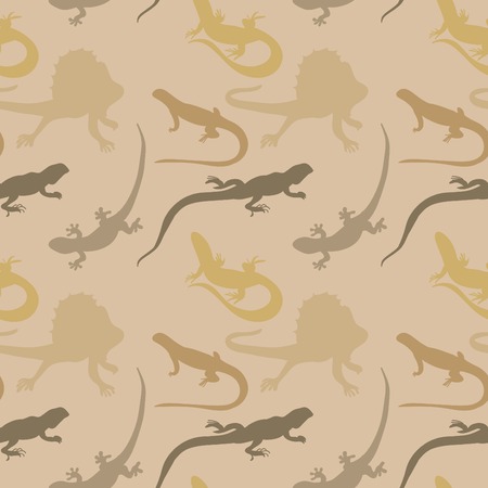 Vector Seamless pattern with silhouettes of lizardsのイラスト素材