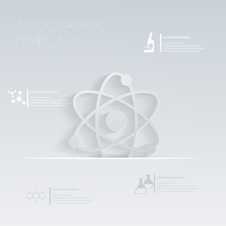 vector illustration, the atom, molecule. the symbol of physics and chemistry. template graphic or website layout. paper flat icon with a shadow.のイラスト素材