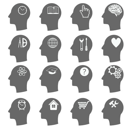 Thinking Heads Icons. vectorのイラスト素材