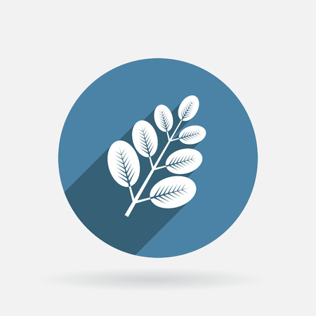 branch with leaves. the symbol of biology. Circle blue icon with shadow.のイラスト素材