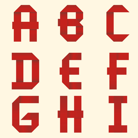 Ribbon Alphabet. Red ribbon.のイラスト素材