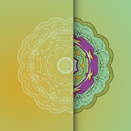 Circle lace hand-drawn ornament card. Use as backdrop, greeting cardのイラスト素材