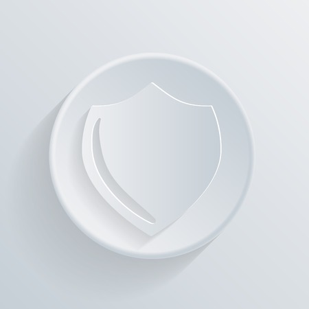 protection shield. circle white paper icon with a long shadow.のイラスト素材