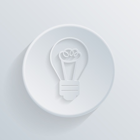 paper flat  circle icon with a shadow. incandescent lamp. light bulbのイラスト素材