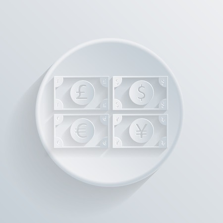 Dollar bill. circle white paper icon with a long shadow.のイラスト素材
